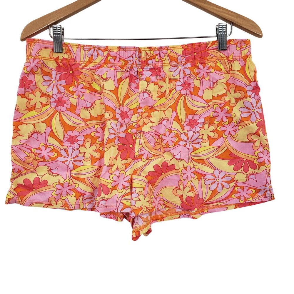 NWT Victorias Secret Pink Womens Floral Sleep Shorts‎ Size L Lightweight Lounge